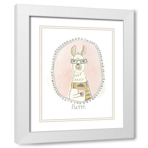Caffeinated Cutie II White Modern Wood Framed Art Print with Double Matting by Vess, June Erica