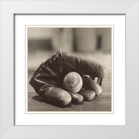 Baseball Nostalgia I White Modern Wood Framed Art Print with Double Matting by Messer, Judy B.