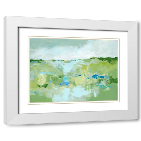 Spring Green I White Modern Wood Framed Art Print with Double Matting by Long, Christina