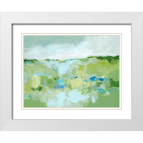Spring Green I White Modern Wood Framed Art Print with Double Matting by Long, Christina