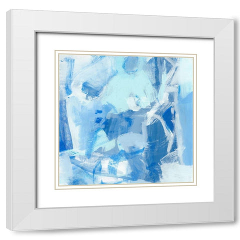 Blue Light I White Modern Wood Framed Art Print with Double Matting by Long, Christina