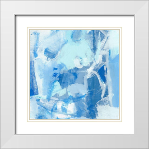 Blue Light I White Modern Wood Framed Art Print with Double Matting by Long, Christina