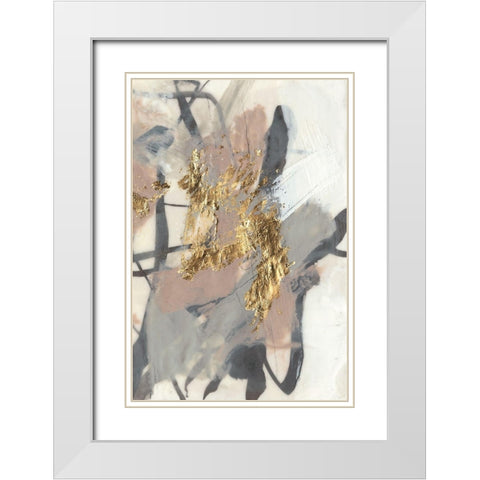 Golden Blush II White Modern Wood Framed Art Print with Double Matting by Goldberger, Jennifer