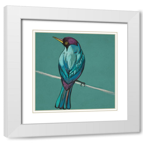 Winged Sketch I on Teal White Modern Wood Framed Art Print with Double Matting by Zarris, Chariklia