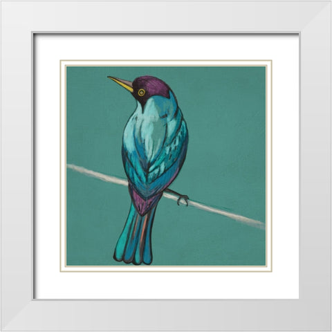 Winged Sketch I on Teal White Modern Wood Framed Art Print with Double Matting by Zarris, Chariklia