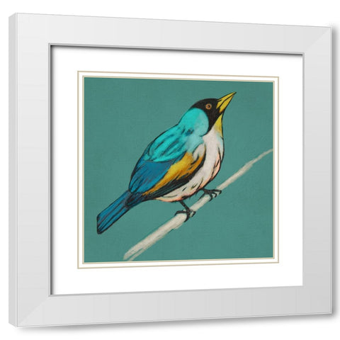 Winged Sketch II on Teal White Modern Wood Framed Art Print with Double Matting by Zarris, Chariklia