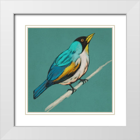 Winged Sketch II on Teal White Modern Wood Framed Art Print with Double Matting by Zarris, Chariklia