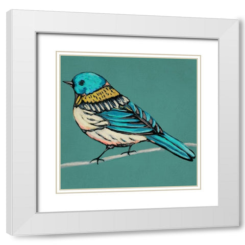 Winged Sketch III on Teal White Modern Wood Framed Art Print with Double Matting by Zarris, Chariklia