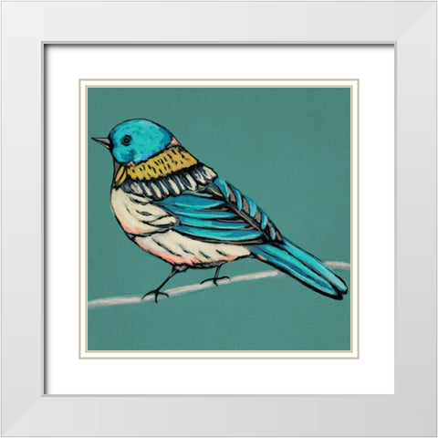 Winged Sketch III on Teal White Modern Wood Framed Art Print with Double Matting by Zarris, Chariklia