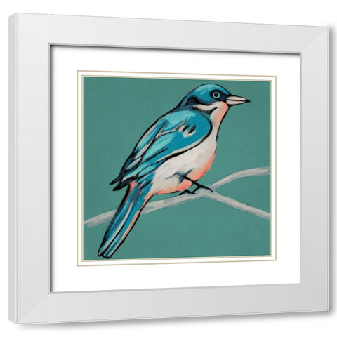 Winged Sketch IV on Teal White Modern Wood Framed Art Print with Double Matting by Zarris, Chariklia