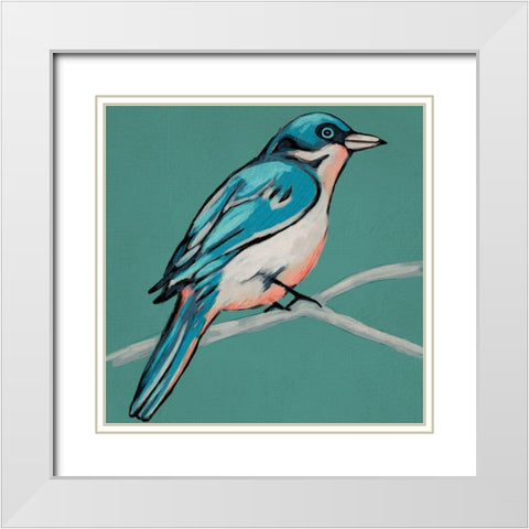 Winged Sketch IV on Teal White Modern Wood Framed Art Print with Double Matting by Zarris, Chariklia