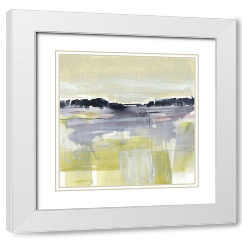 Violet and Olive Field II White Modern Wood Framed Art Print with Double Matting by Goldberger, Jennifer