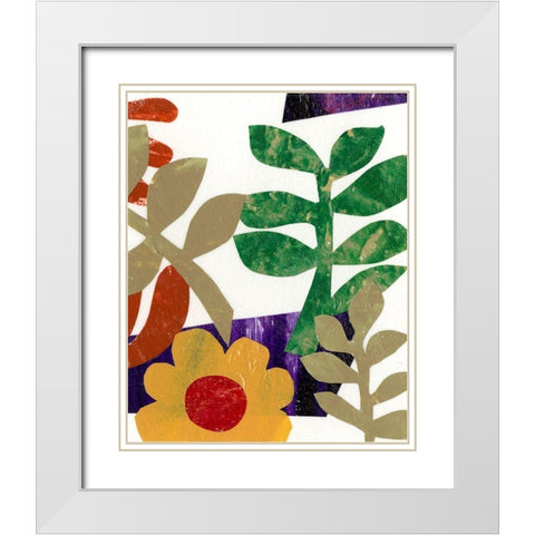 Fiesta Floral II White Modern Wood Framed Art Print with Double Matting by Moore, Regina