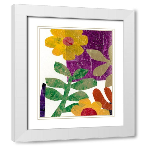 Fiesta Floral III White Modern Wood Framed Art Print with Double Matting by Moore, Regina
