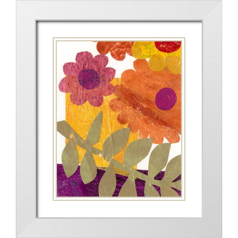 Fiesta Floral IV White Modern Wood Framed Art Print with Double Matting by Moore, Regina