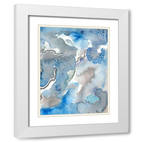 Subtle Blues II White Modern Wood Framed Art Print with Double Matting by Moore, Regina