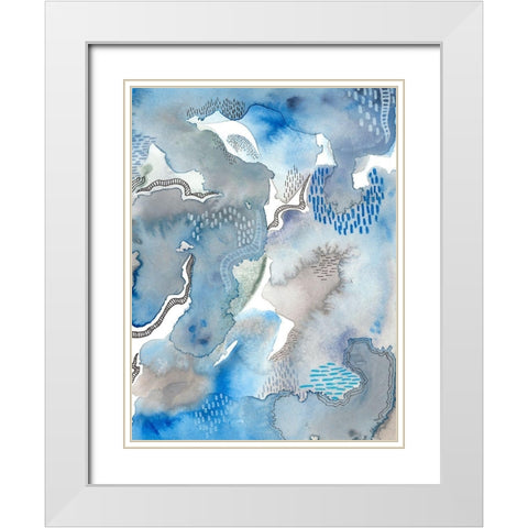 Subtle Blues II White Modern Wood Framed Art Print with Double Matting by Moore, Regina