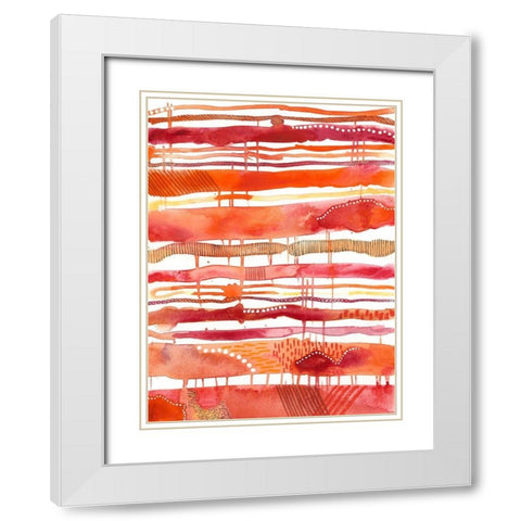 Tangerine Stripes I White Modern Wood Framed Art Print with Double Matting by Moore, Regina