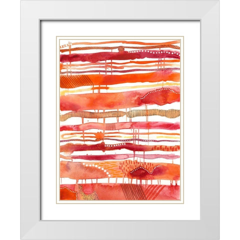 Tangerine Stripes I White Modern Wood Framed Art Print with Double Matting by Moore, Regina