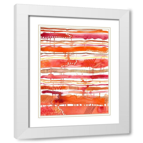 Tangerine Stripes II White Modern Wood Framed Art Print with Double Matting by Moore, Regina