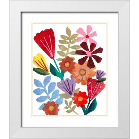 Bright Floral I White Modern Wood Framed Art Print with Double Matting by Moore, Regina