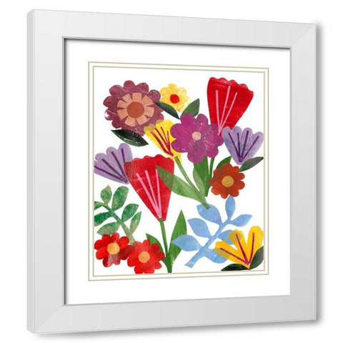 Bright Floral II White Modern Wood Framed Art Print with Double Matting by Moore, Regina