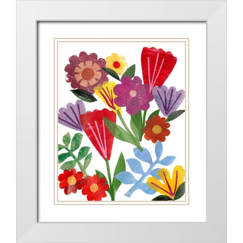 Bright Floral II White Modern Wood Framed Art Print with Double Matting by Moore, Regina