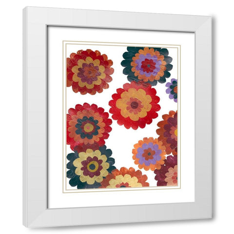 Scattered Blooms I White Modern Wood Framed Art Print with Double Matting by Moore, Regina
