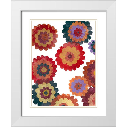 Scattered Blooms I White Modern Wood Framed Art Print with Double Matting by Moore, Regina