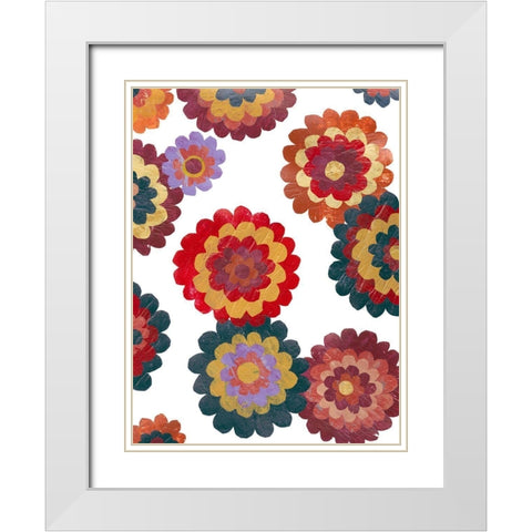 Scattered Blooms II White Modern Wood Framed Art Print with Double Matting by Moore, Regina