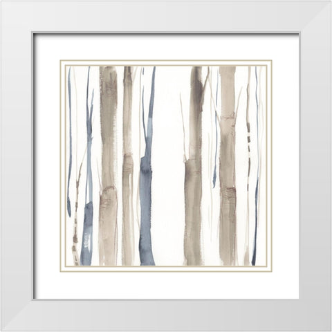 Duo Tone Trees II White Modern Wood Framed Art Print with Double Matting by Goldberger, Jennifer