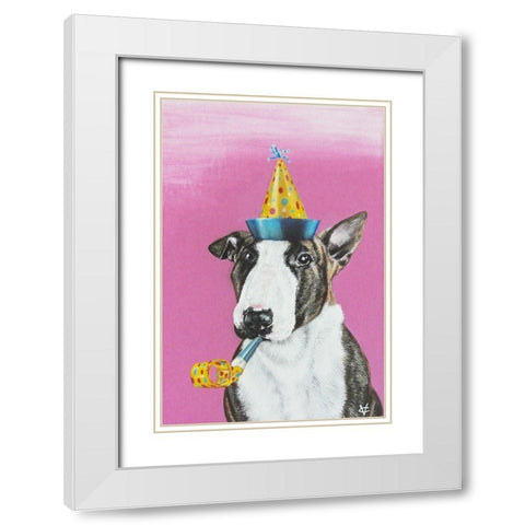 Party Dog II White Modern Wood Framed Art Print with Double Matting by Coleman, Victoria