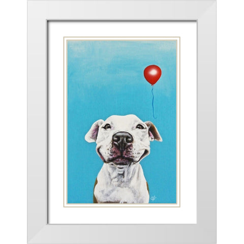 Party Dog V White Modern Wood Framed Art Print with Double Matting by Coleman, Victoria