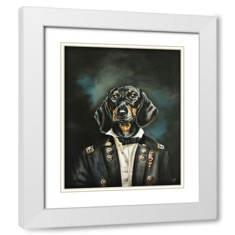Distinguished Dachshund White Modern Wood Framed Art Print with Double Matting by Coleman, Victoria