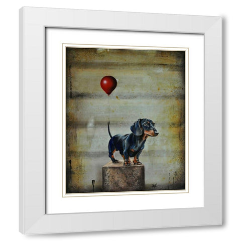 Stanleys Balloon White Modern Wood Framed Art Print with Double Matting by Coleman, Victoria