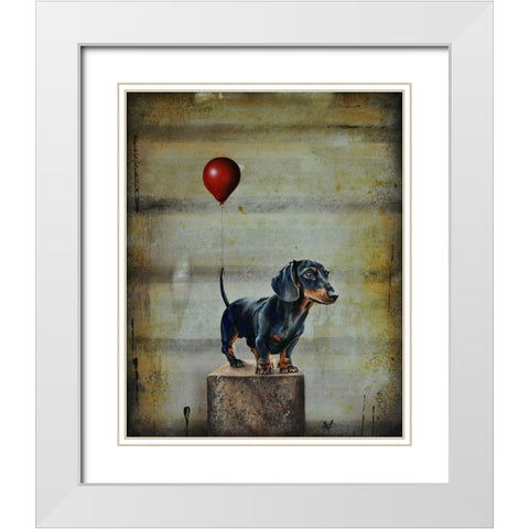 Stanleys Balloon White Modern Wood Framed Art Print with Double Matting by Coleman, Victoria