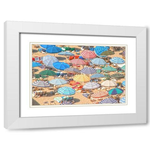 Umbrellas I White Modern Wood Framed Art Print with Double Matting by Linden, Sally