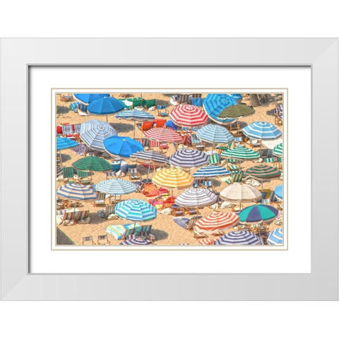 Umbrellas I White Modern Wood Framed Art Print with Double Matting by Linden, Sally