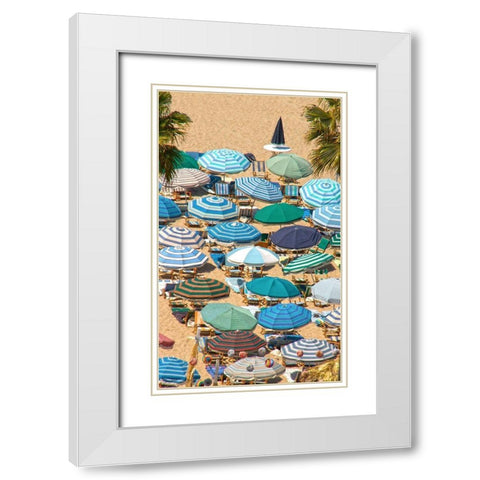 Umbrellas II White Modern Wood Framed Art Print with Double Matting by Linden, Sally