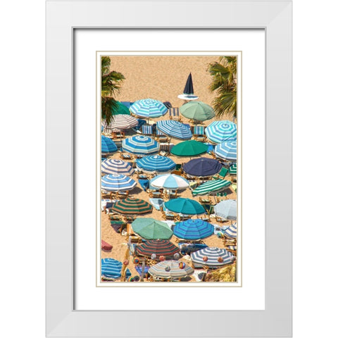 Umbrellas II White Modern Wood Framed Art Print with Double Matting by Linden, Sally