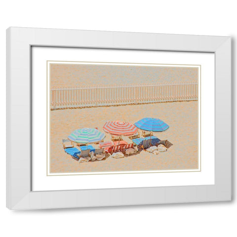 Umbrellas III White Modern Wood Framed Art Print with Double Matting by Linden, Sally