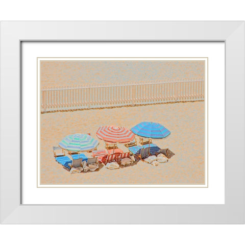 Umbrellas III White Modern Wood Framed Art Print with Double Matting by Linden, Sally