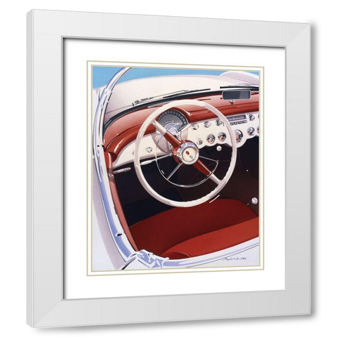 Steering White Modern Wood Framed Art Print with Double Matting by Mukai, Dennis