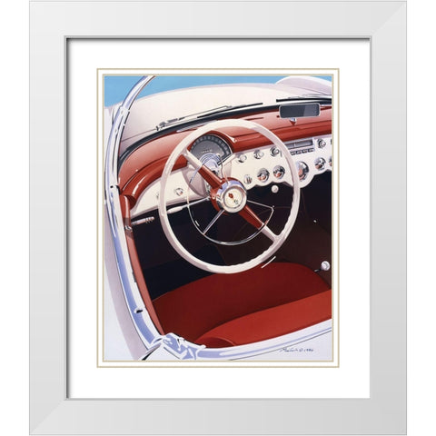 Steering White Modern Wood Framed Art Print with Double Matting by Mukai, Dennis