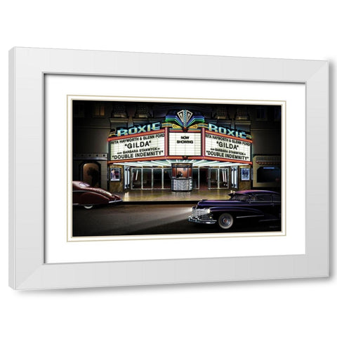 Diners and Cars I White Modern Wood Framed Art Print with Double Matting by Flint, Helen