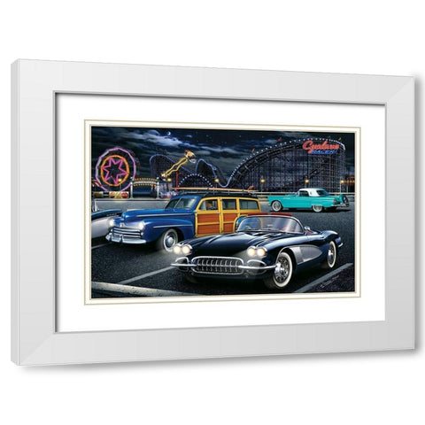 Diners and Cars III White Modern Wood Framed Art Print with Double Matting by Flint, Helen