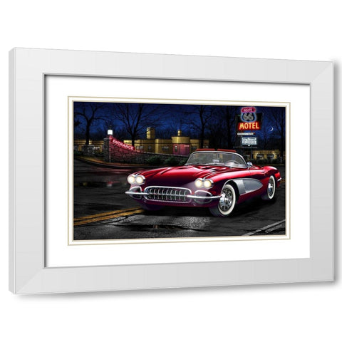 Diners and Cars V White Modern Wood Framed Art Print with Double Matting by Flint, Helen