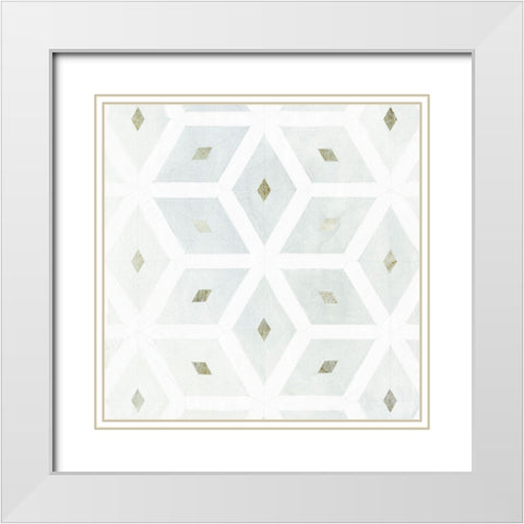 Seaglass Tiles I White Modern Wood Framed Art Print with Double Matting by Borges, Victoria