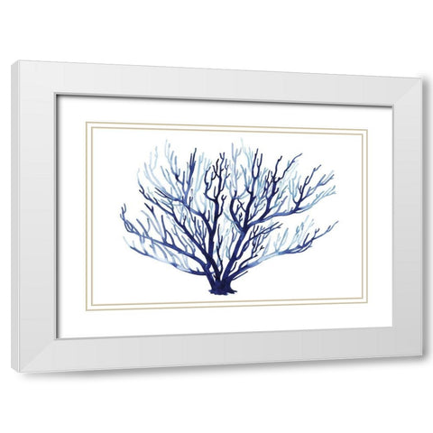 Azure Fan I White Modern Wood Framed Art Print with Double Matting by Popp, Grace