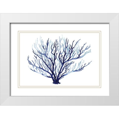 Azure Fan I White Modern Wood Framed Art Print with Double Matting by Popp, Grace